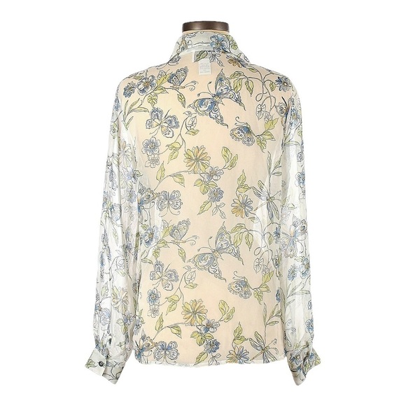 Vintage Jordan Sheer Butterfly Print Button Down Blouse Size M - Picture 2 of 9